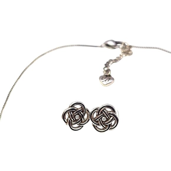 Brighton Interlok Mini Necklace & Post Earring Set Silver Plated - Picture 12 of 16